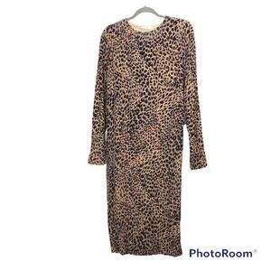 Roseanna Animal Print Long Sleeve Midi Dress size 36, US S Nwt